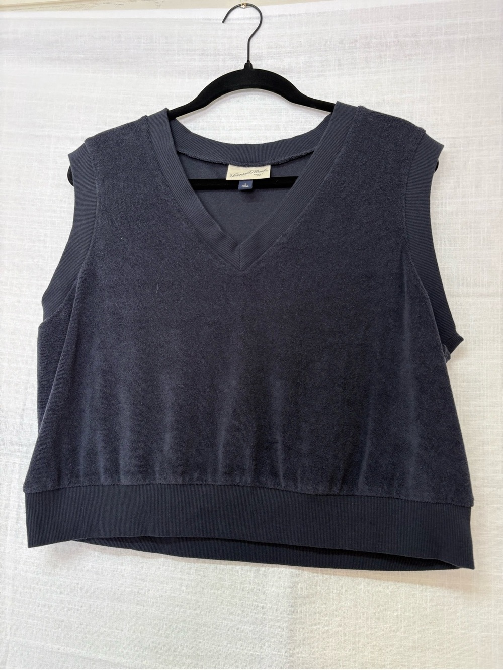 Universal Thread Leisure Studio Navy V-Neck Terry Cloth Tank Vest Size Large
